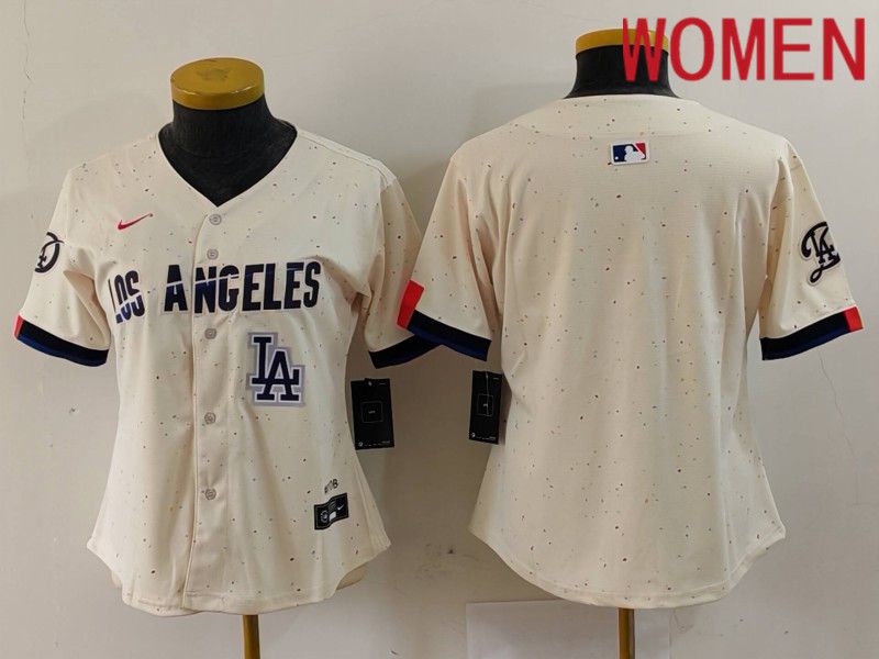 Women Los Angeles Dodgers Blank Cream Fashion Nike Game MLB Jersey style 6292->women mlb jersey->Women Jersey